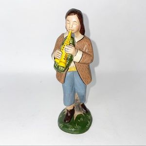 Vaillancourt Folk Art Chalkware, 2002-55 Nativity Shepherd with Bagpipe 5.5”